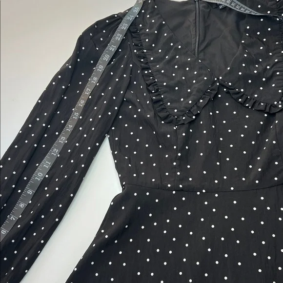Lulus dress farmhouse cottage polka dot Sweetie Aura Black‎ White Mini Small - Picture 7 of 10